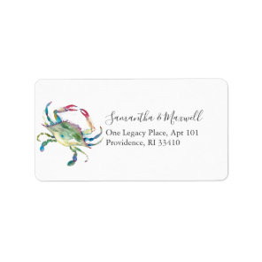 Coastal Watercolor Rainbow Crab Address Labels