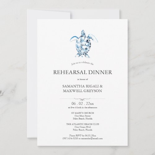 Coastal Watercolor Rehearsal Dinner Invitations