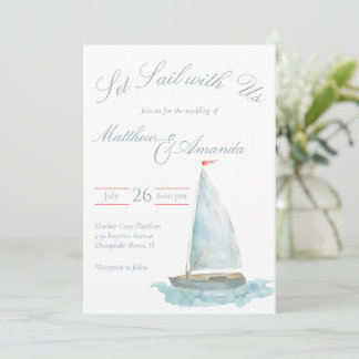 Coastal Watercolor Sailboat Invitation