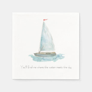 Coastal Watercolor Sailboat  Napkins