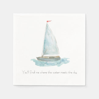 Coastal Watercolor Sailboat Napkins