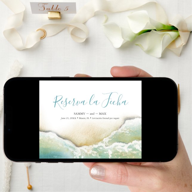 Coastal Watercolor Save the Date in Spanish (Front Digital)