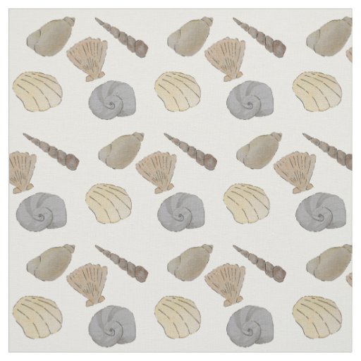 Coastal Watercolor Sea Shells Fabric