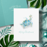 Coastal Watercolor Sea Turtle Beach Christmas Card<br><div class="desc">Celebrate Christmas 2025 with a splash of seaside charm using our Beach-Themed Christmas Cards, beautifully crafted by Victoria Grigaliunas of Do Tell A Belle. These coastal Christmas cards feature an enchanting watercolor sea turtle, bringing a tropical touch to your holiday greetings. Painted in vibrant shades of turquoise and accented with...</div>