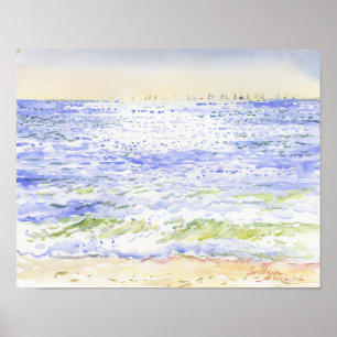 Coastal Watercolor Seascape Art Poster