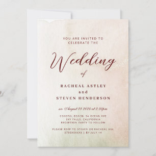Coastal Watercolor Sepia Elegant Wedding  Invitation