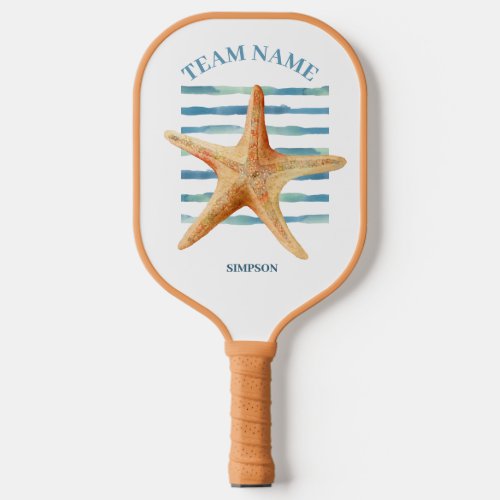 Coastal Watercolor STARFISH  Personalized Pickleball Paddle