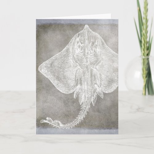 Coastal Watercolor Sting Ray Skate Pewter Neutral Card