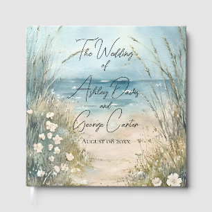 Coastal Watercolor Wedding Design Foil Guest Book