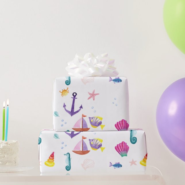 Coastal Watercolor Wrapping Paper (Party Gifts)