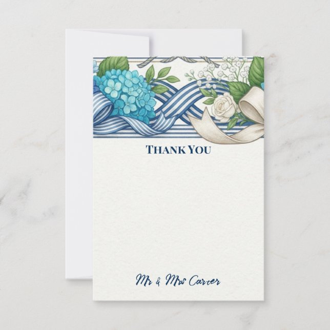 Coastal Wave Wedding Thank You Card (Front)