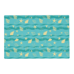 Coastal Waves & Seashell Pattern Placemat