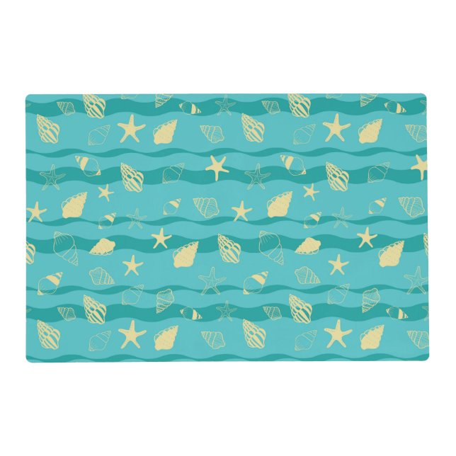 Coastal Waves & Seashell Pattern Placemat (Front)