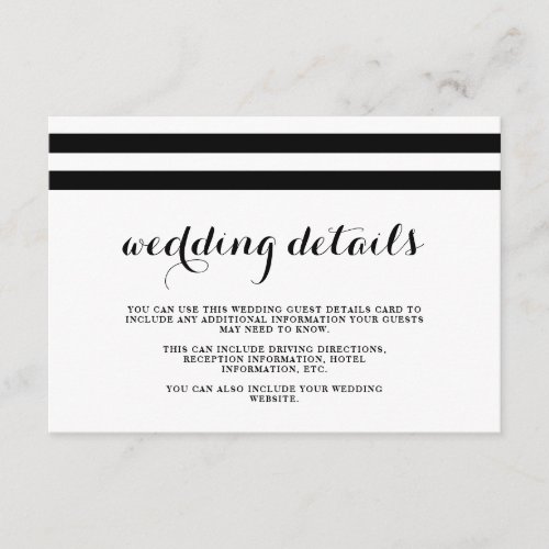 Coastal Wedding Black and White Guest Details Enclosure Card