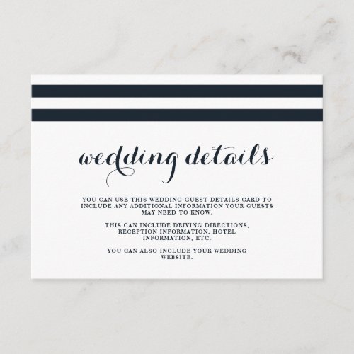 Coastal Wedding Blue and White Guest Details Enclosure Card
