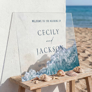 Coastal Wedding Clear Transparent Welcome Sign