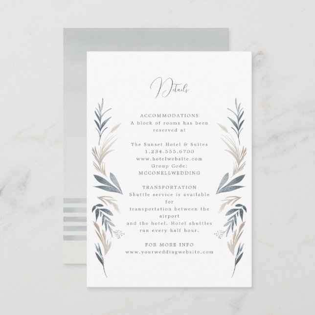 Coastal wedding details card (Front/Back)