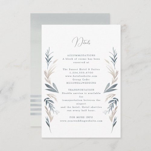 Coastal wedding details card