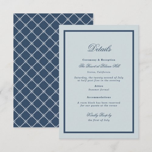 Coastal Wedding Dusty Blue Classic Details Card