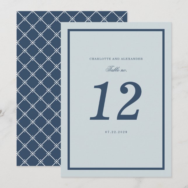 Coastal Wedding Dusty Blue Classic Table Number (Front/Back)