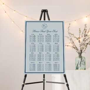 Coastal Wedding Dusty Blue Seating Chart Sign