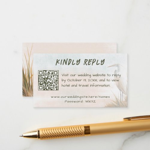 Coastal Wedding Egret Online RSVP Enclosure Card