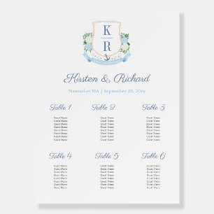 Coastal Wedding Monogram 6 Tables Seating Chart Foam Board