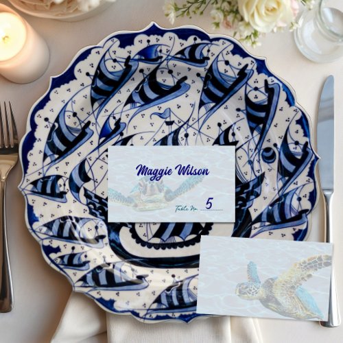 Coastal Wedding Place Cards Sea Turtle