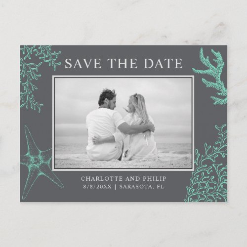 Coastal Wedding Save the Date Custom Photo Card