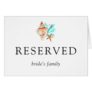 Coastal Wedding Seashells Reserved Bride's Family Cards