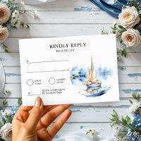 Coastal Wedding Watercolor Nautical Sailboat