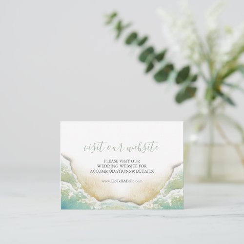 Coastal Wedding Website Insert Card Seafoam Green