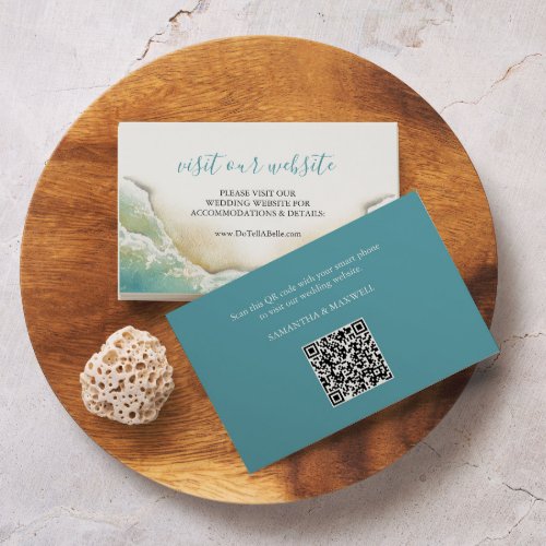 Coastal Wedding Website Insert Card Turquoise Blue