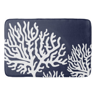 Coastal White Coral Branches Bathroom Mat