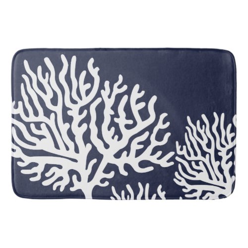 Coastal White Coral Branches Bathroom Mat