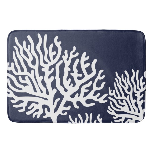 Coastal White Coral Branches Bathroom Mat (Front)