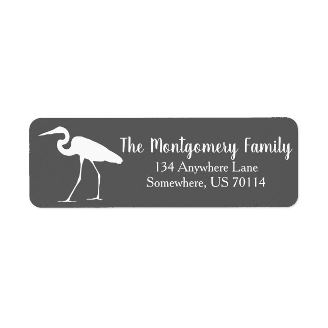 Coastal White Egret & Gray Family Label (Front)