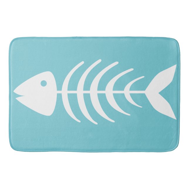 Coastal White Fish Bones Bathroom Mat (Front)