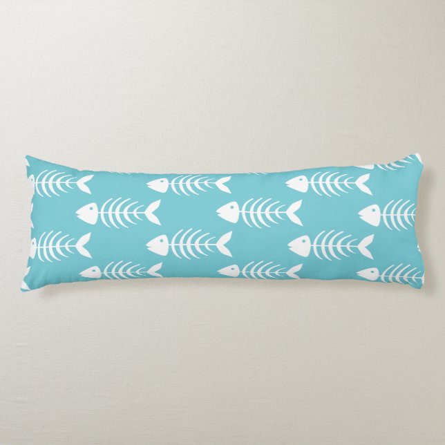 Coastal White Fish Bones Body Pillow (Front)