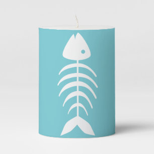 Coastal White Fish Bones Pillar Candle
