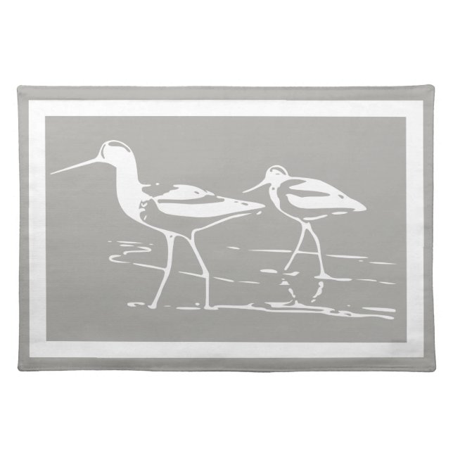 Coastal White Sandpipers & Gray Placemat (Front)