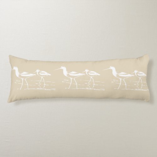 Coastal White Sandpipers  Sandy Taupe Body Pillow