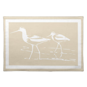 Coastal White Sandpipers & Taupe Placemat