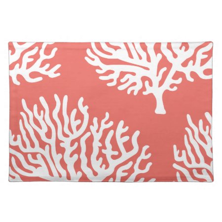 Coastal White Sea Coral & Coral Pink Placemat