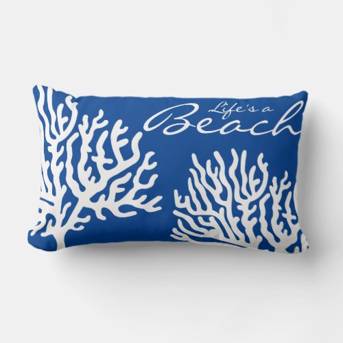 Coastal White Sea Coral Lifes a Beach Lumbar Pillow