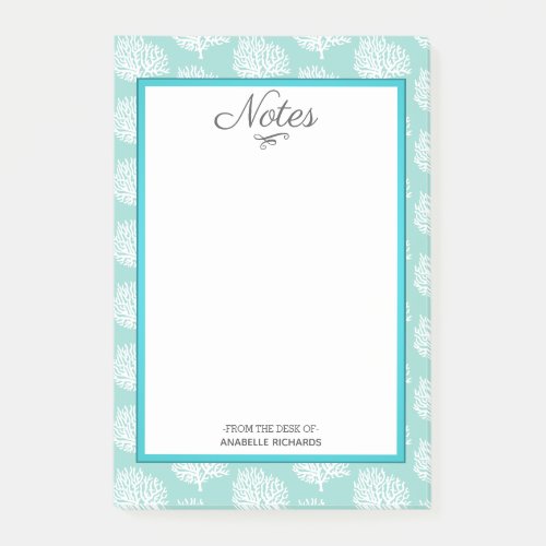 Coastal White Sea Corals  Sea Glass Green Post_it Notes