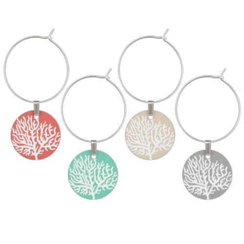 Coastal White Sea Corals Wine Glass Charm