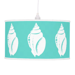 Coastal White Seashell & Sea Green Ceiling Lamp
