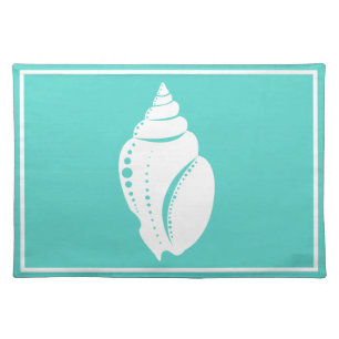 Coastal White Seashell & Sea Green Cloth Placemat