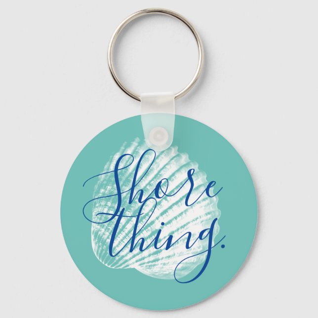 Coastal White Seashells Shore Thing Keychain (Front)